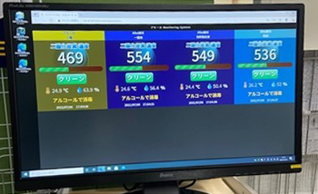 コンピューター・ビジネス様開発・導入のWi-Fi CO2センサーを使⽤したCO2濃度の「⾒える化」システムCO2モニタリング